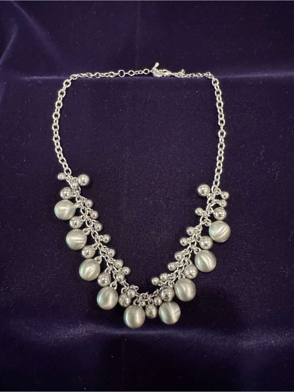 Lia Sophia Silver-Tone Pearl Cluster Necklace
